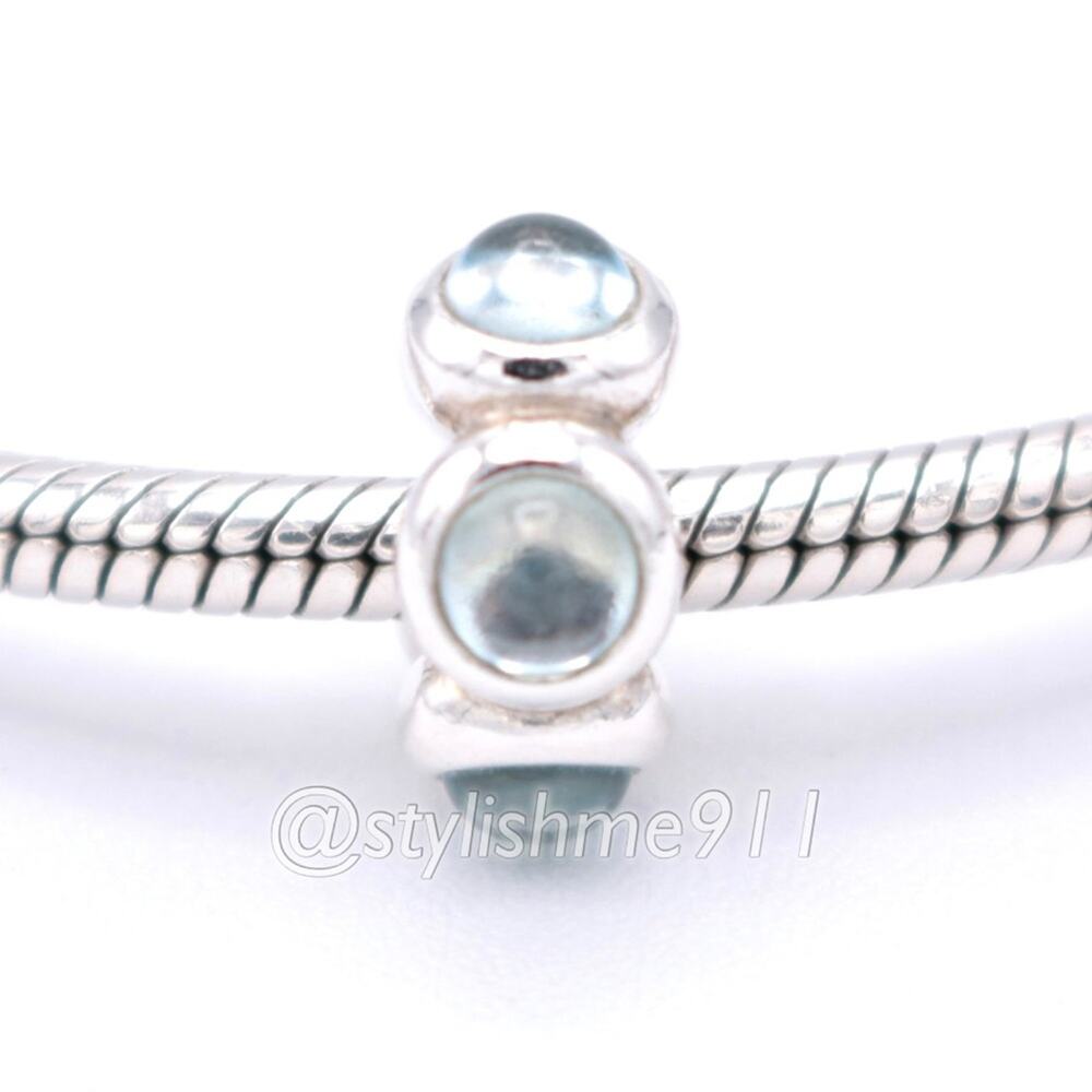 Rare Authentic Pandora Blue Topaz Cabochon Charm - 790538BTP - Picture 3 of 9
